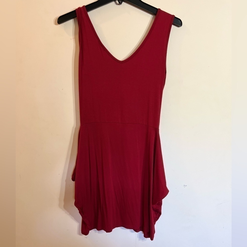𝅺V-NECK Tulip Shape Irregular Mini Dress Red size Medium - Picture 4 of 7